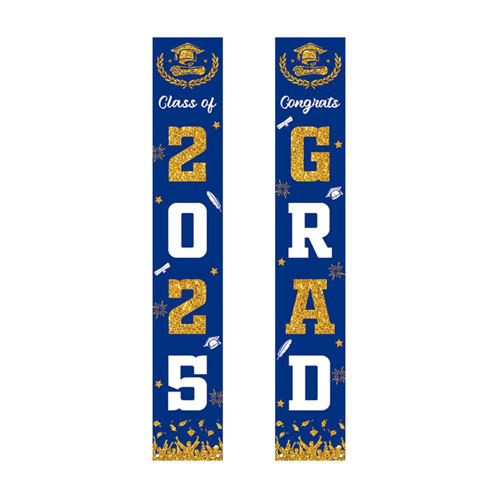 WUTYU Class of 2025 Vertical Fabric Graduation Banner for Graduation Decorations Large Congrats Grad Banner with Blue and Gold Design for Indoor and Outdoor Graduation Ceremony Celebrations